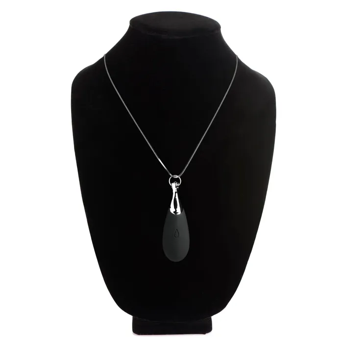 10x Vibrating Silicone Teardrop Necklace Black XR Brands Charmed Anal