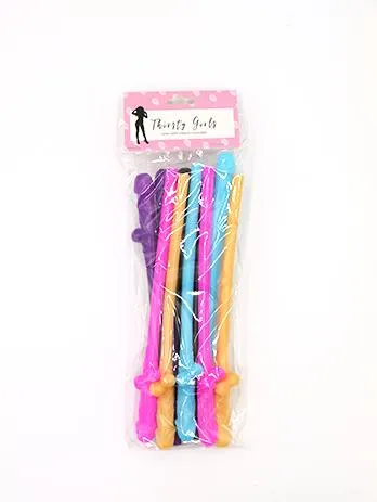 AAPD Male Sex Toys Thirsty Girls 10 Pack Multicoloured Penis Drinking Straws