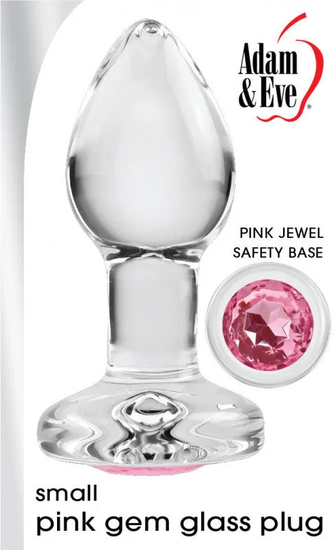 Adam and Eve Anal Pink Gem Glass Plug Small Pink