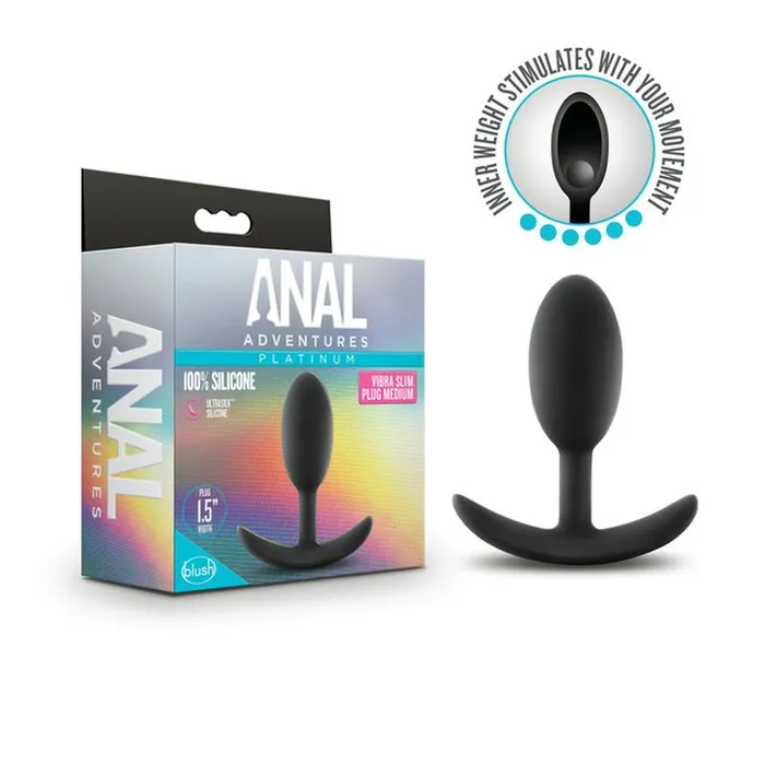 Anal Adventures Male Sex Toys Anal Adventures Platinum Silicone Vibra Slim Plug Medium