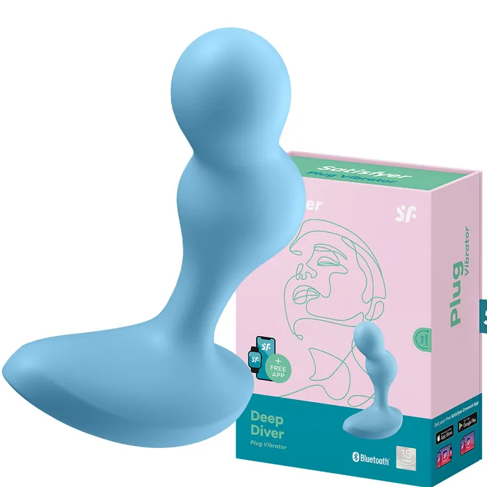 Anal Satisfyer Satisfyer Deep Diver Vibrating Connect App Anal Plug Blue