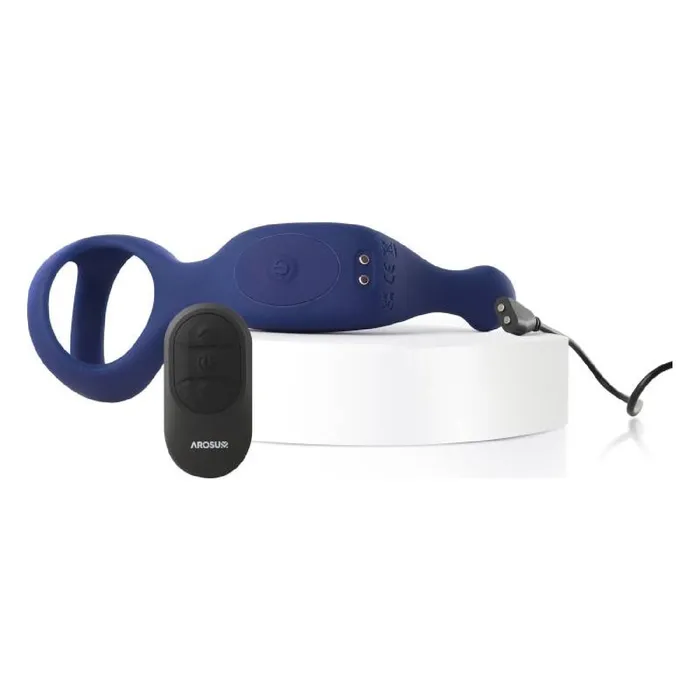 Arosum Underquaker Vibrating Anal Probe with Cockring and Remote | Male Sex Toys