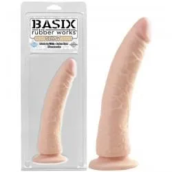 Basix Rubber Works Slim Dong 7in Flesh with Suction Cup Basix Dildos