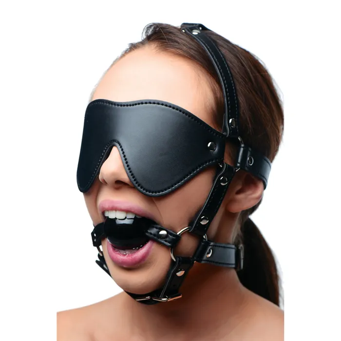 Blindfold Harness and Black Ball Gag Strict Anal