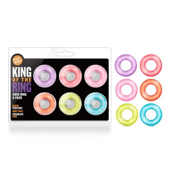 Blush Novelties Couples Play With Me King of the Ring Coloured Cock Rings Set of 6