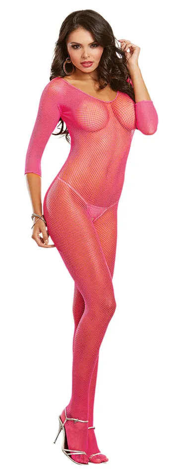 Bodystocking One Size Neon Pink Dreamgirl Bodystockings Playsuits