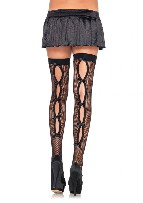 Bow Backseam Thigh Highs One Size Black Leg Avenue Bodystockings Playsuits