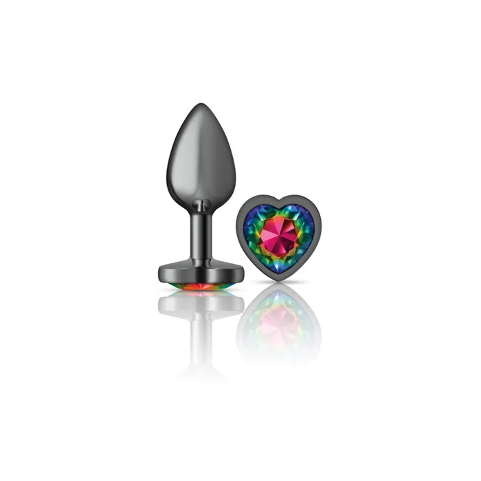 Cheeky CharmsGunmetal Metal Butt Plug HeartRainbowSmall Viben Anal