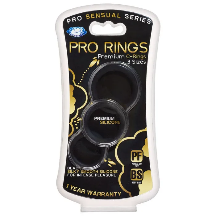 Cloud 9 Novelties Male Sex Toys Pro Sensual Silicone Cock Ring 3 Pack Black