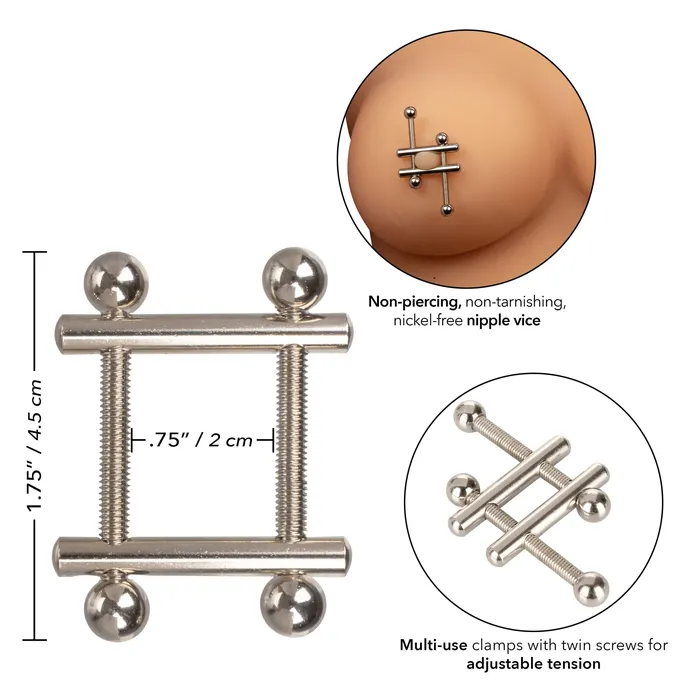 Couples CalExotics Nipple Grips Crossbar Vices Fully Adjustable for Intense Nipple Play