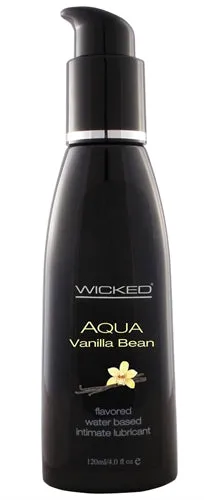 Dildos Aqua Vanilla Bean Flavored Water Based Intimate Lubricant 4 Fl Oz Wicked Sensual Care