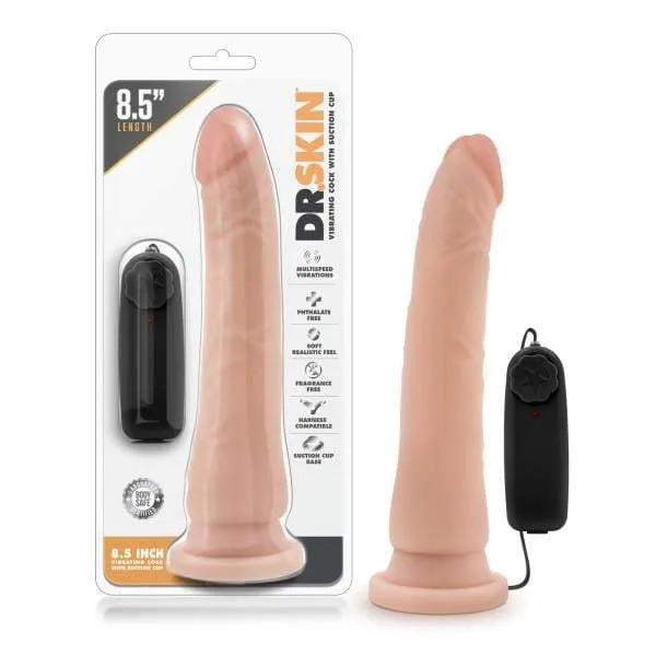 Dildos Blush Novelties Blush Novelties Dr Skin 85 Vibrating Realistic Cock Flesh 216 cm Vibrating Dong