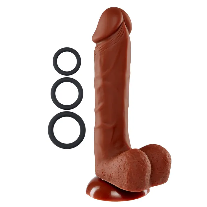 Dildos Cloud 9 Novelties Pro Sensual Premium Silicone 8 Inch Dong With 3 Cockrings Brown