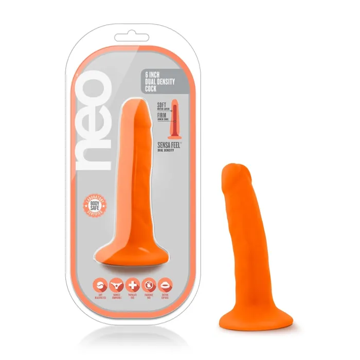 Dildos Neo Neo Dual Density Cock Neon 6 Inch Orange