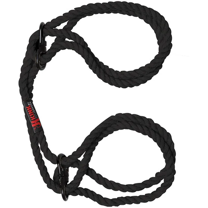 Doc Johnsons Kink Kink Hogtied Bind Tie 6mm Hemp Wrist or Ankle Cuffs Black Restraints