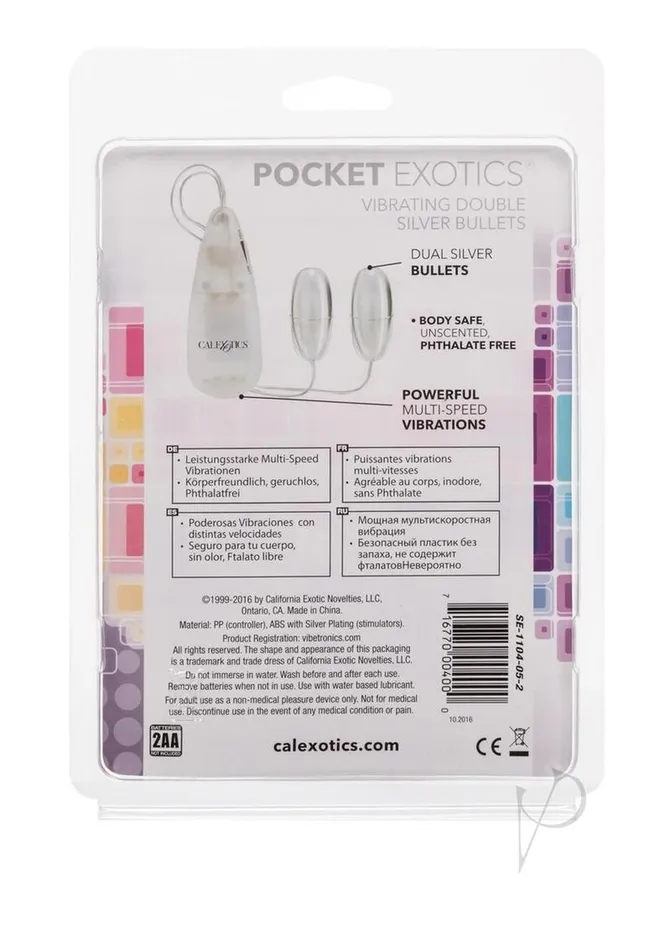 ECN Anal | Pocket Exotics Vibrating Double Silver Bullets - Silver