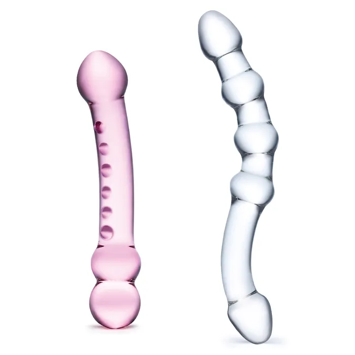 Glas Dildos 2 Pc Double Pleasure Glass Dildo Set Pinkclear