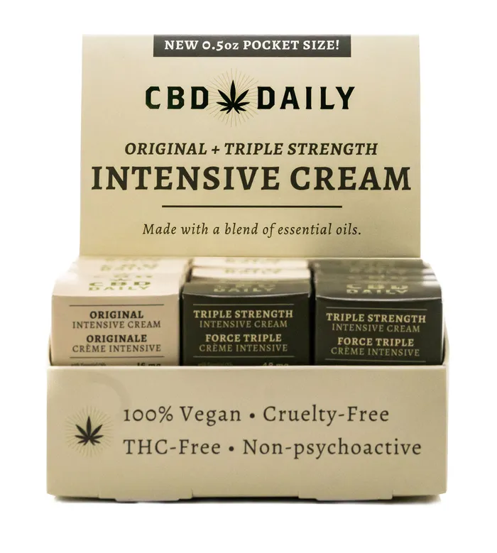 Hemp Daily Pocket Size Triple Strength Intensive Cream Display and Original Intensive Cream 4pc Including Tester Earthly Body Male Sex Toys