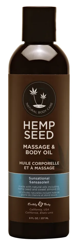 Hemp Seed Massage and Body Oil Sunsational 8 Fl Oz 237 ml Earthly Body Couples