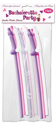 Hott Products Male Sex Toys Bachelorette Party Jumbo Flexy Pecker Straws 10 Pack