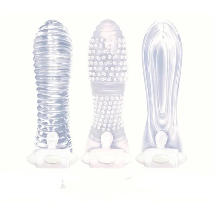 Icon Brands Vibrating Sextenders 3Pack Clear Icon Brands Male Sex Toys