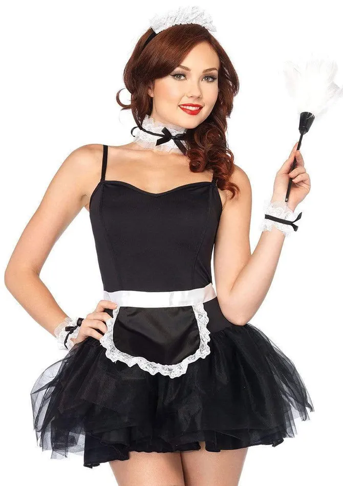 Leg Avenue Anal Lace French Maid Costume Kit Black