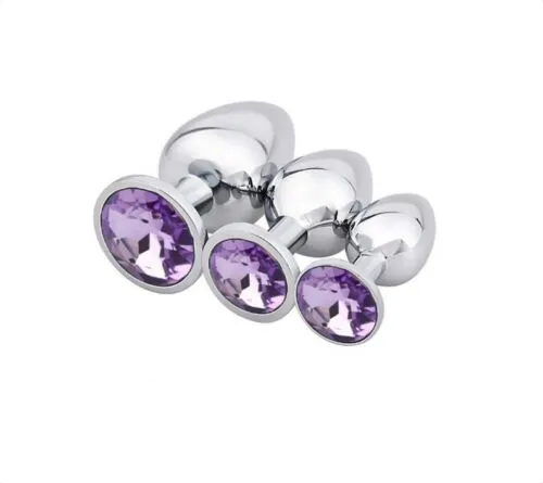 Light Purple Gems 3 Sizes Unisex Butt Toy Insert Plug Kit Perfectly Incorrect Anal