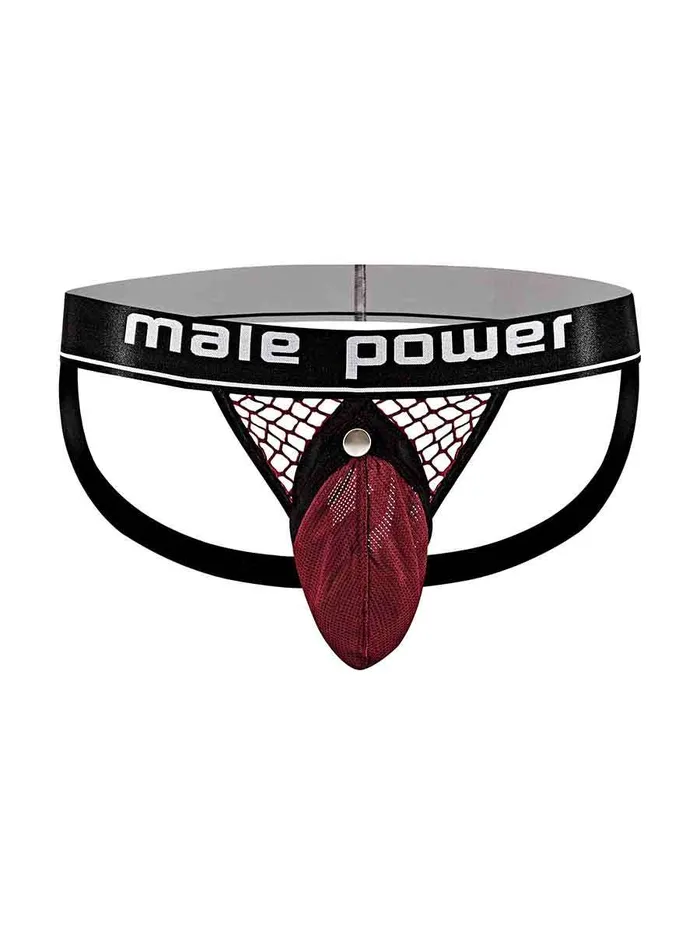 Male Power Male Sex Toys Cock Pit Net Cock Ring Jock L XL Burgundy