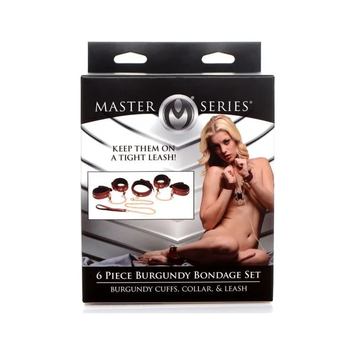 Master Series Anal | 6 Pc Bondage Set Burgundy