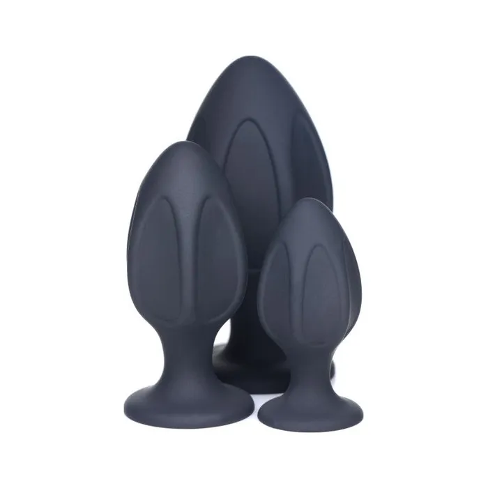 Master Series Anal Triple Juicers Silicone Anal Plug Set Black