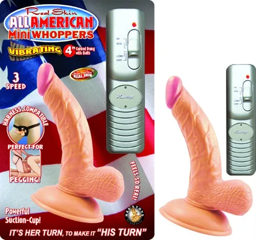 Nasstoys Dildos All American Mini Whoppers Vbrating 4Inch Curved Dong WballsFlesh