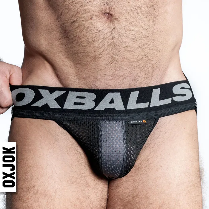 OXJok Anal Airmesh Upthrust SliderStrap Jock Tar Black Large