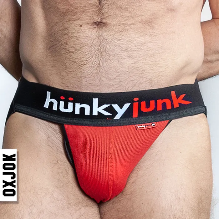 OXJok Anal Hunker ComfyPouch SliderStrap Jock Red Hot Small