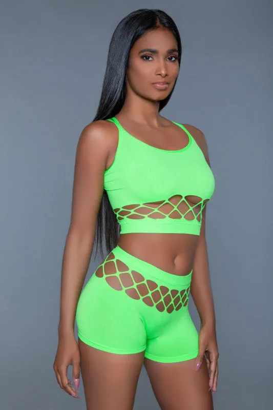 Palmer Set Neon Green One Size BeWicked Teddies And Bodies