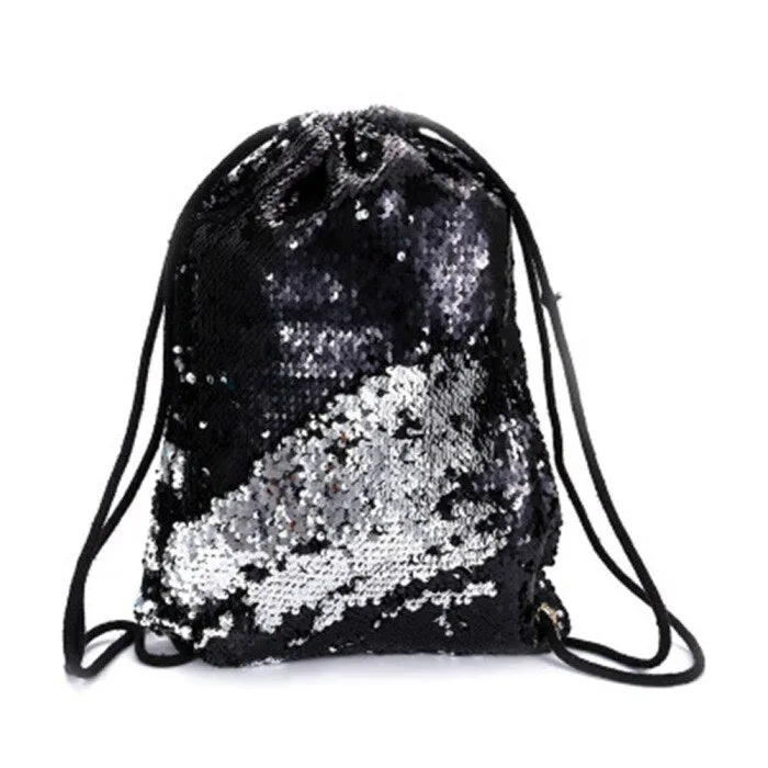 Perfectly Incorrect Anal Sparkling Silver to Black Flip Sequin Drawstring Backpack