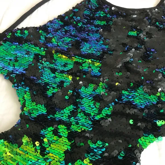 Perfectly Incorrect Mermaid Green to Black Flip Sequin Siren Monokini | Anal