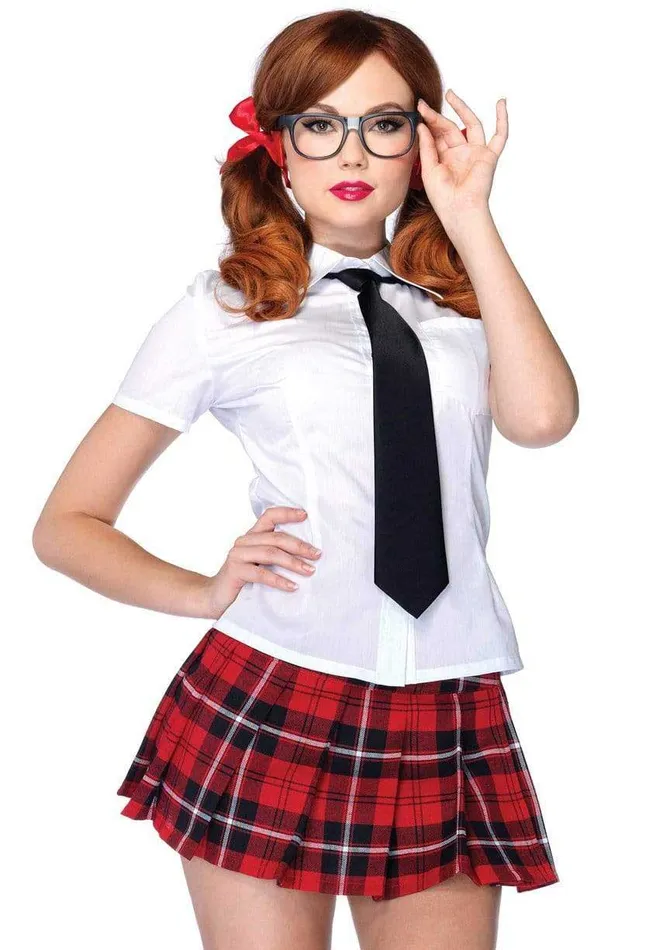 Private School Sweetie Costume Small White Red Leg Avenue Anal