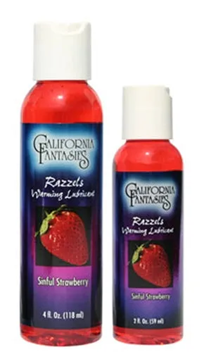 Razzels Warming Lubricant Sinful Strawberry 2 Oz Bottle California Fantasies Lubricants