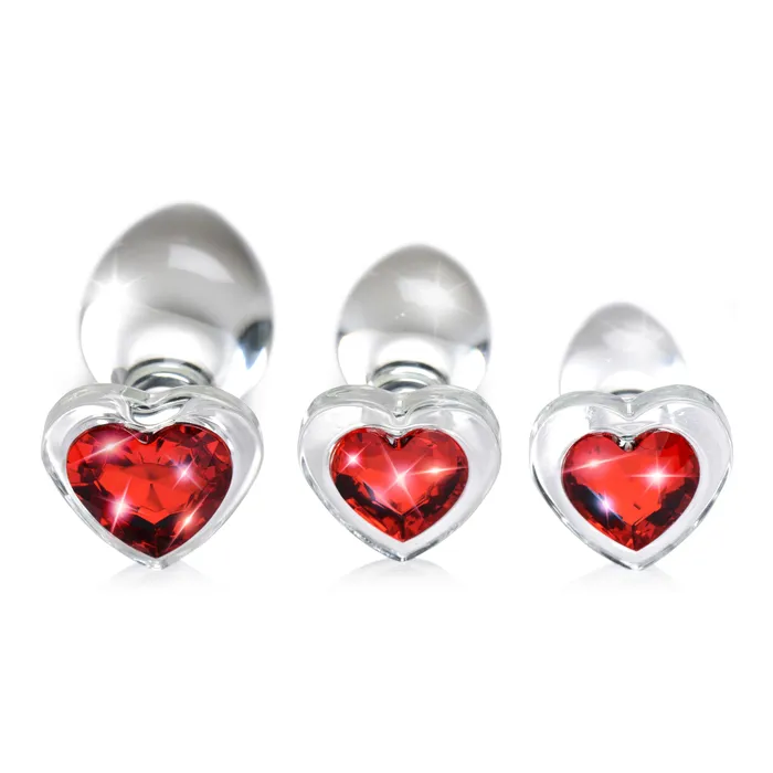 Red Heart Gem Glass Anal Plug Set | Booty Sparks Anal