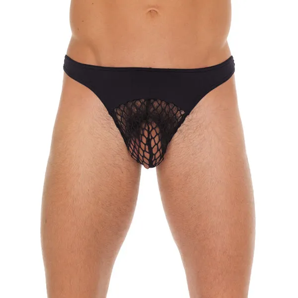 Rimba Anal Mens Black GString With A Net Pouch