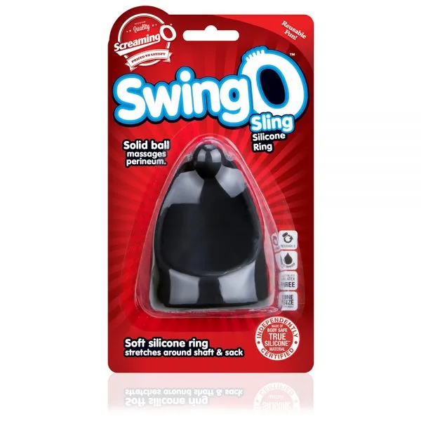 Screaming O Male Sex Toys | Screaming O SwingO Sling Silicone Penis Ring - Black