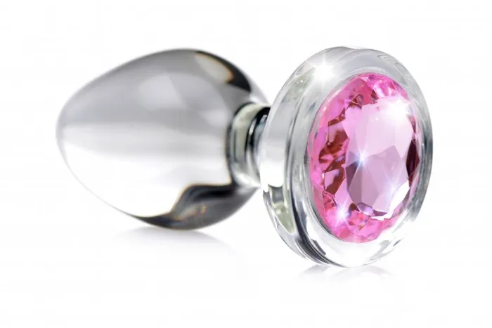 XR Brands Booty Sparks Male Sex Toys Pink Gem Glass Anal Plug Small