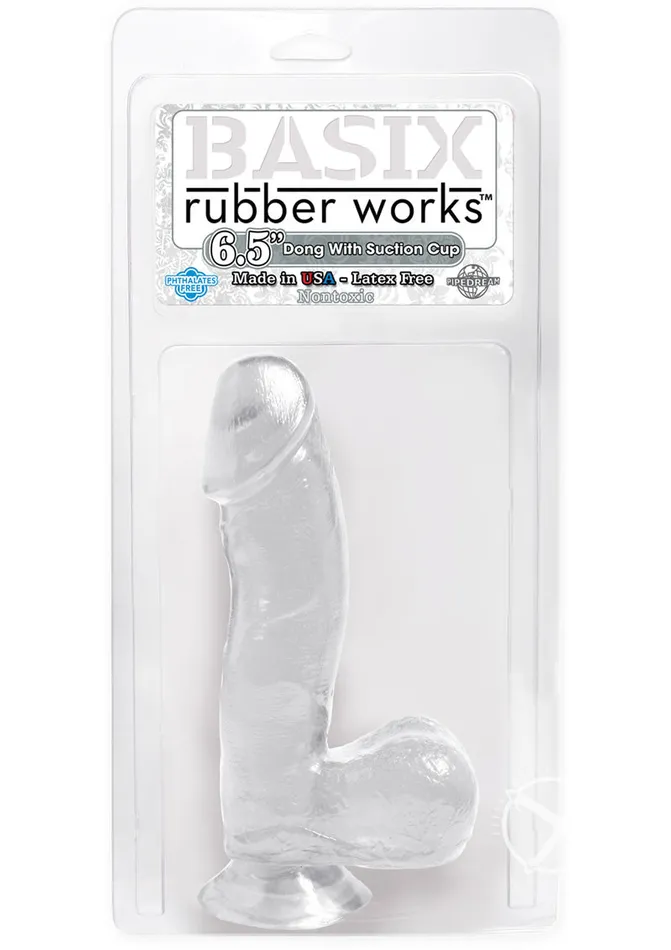 Dildos Basix 65 Dong WSuction Clear Pipedream Products