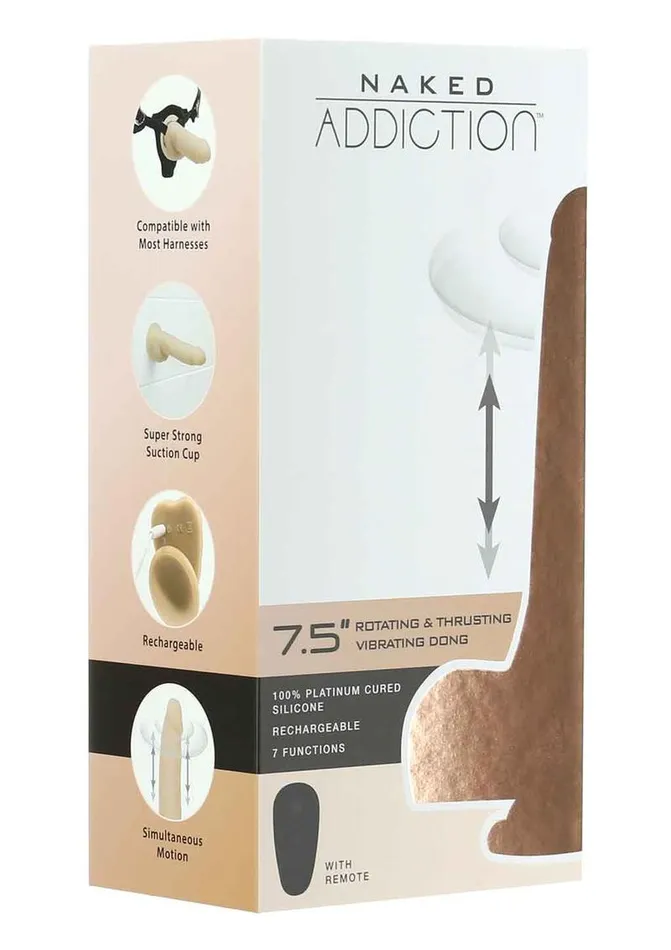 Dildos | Naked Addiction Naked Addiction Silicone Rechargeable Thrusting, Vibrating, and Rotating Dildo