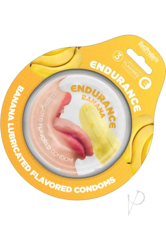 Endurance Condom Enhancers Lubricated Flavored Endurance Condoms 3 Per Pack Banana