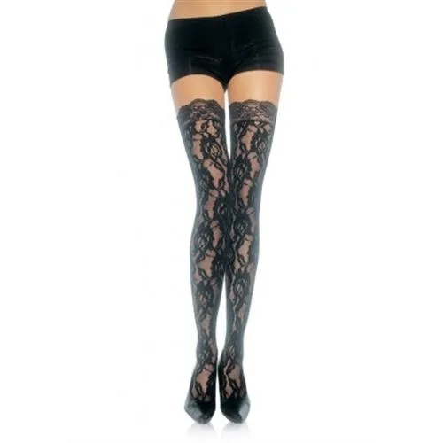 Leg Avenue Teddies And Bodies Lace Top Lace Thigh Highs One Size Black