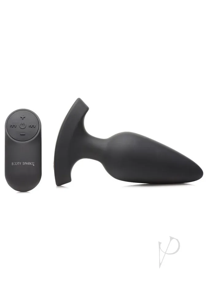 Male Sex Toys Booty Sparks Booty Sparks Laser F Me Rechargeable Silicone Anal Plug with Remote Control Large Black with Red Light