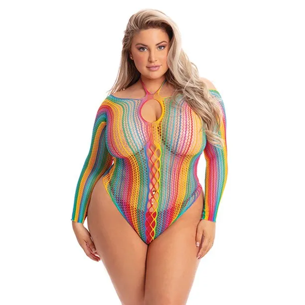 Male Sex Toys Pink Lipstick More Color Long Sleeve Rainbow Bodysuit