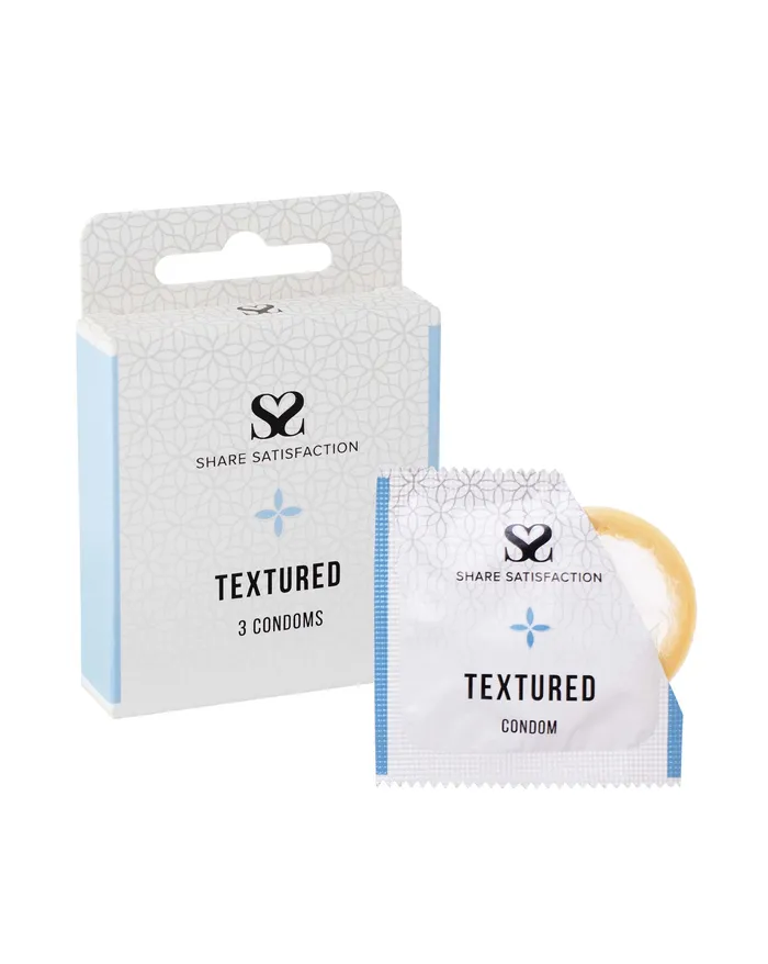 Male Sex Toys Share Satisfaction Share Satisfaction Textured Condoms 3 Pack