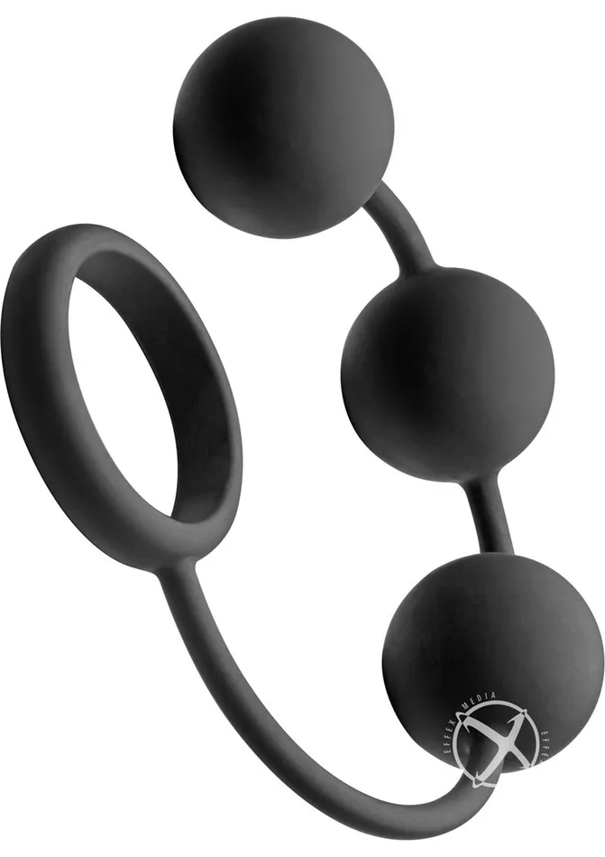 Male Sex Toys TOM OF FINLAND Tom Of Finland Silicone Cock Ring with 3 Weighted Balls